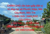 CHÍNH CHỦ cần bán gấp đất vị trí đẹp tại xã Phước Hiệp, Mỏ Cày Nam, Bến Tre